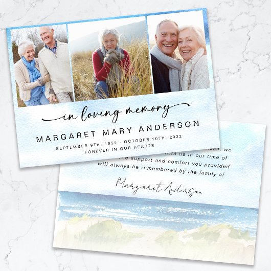 Beach Ocean Foto Beerdigung Beileid Vielen Dank Dankeskarte