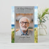 Beach Ocean Foto Beerdigung Gedenkstätte beibehalt Dankeskarte (Stehend Vorderseite)