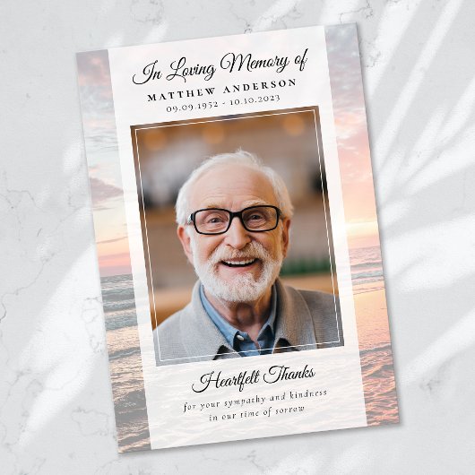 Beach Ocean Foto Beerdigung Gedenkstätte beibehalt Dankeskarte