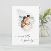 ~* Beach Ocean FOTO + UAWG + QR AR6 Hochzeit Einladung (Stehend Vorderseite)