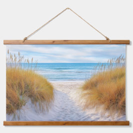 Beach Ocean Grasses Sand Dunes Pathway Art Wandteppich Mit Holzrahmen