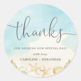 Beach Ocean Hochzeit in Urlaubsort Vielen Dank für Runder Aufkleber