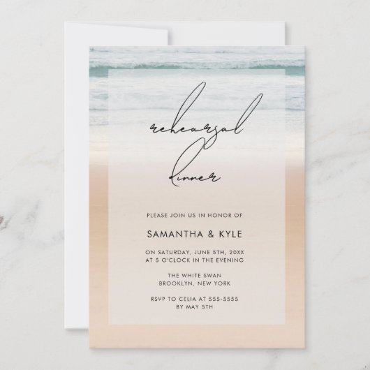 Beach Ocean Lights Probe Dinner Einladung (Vorderseite)