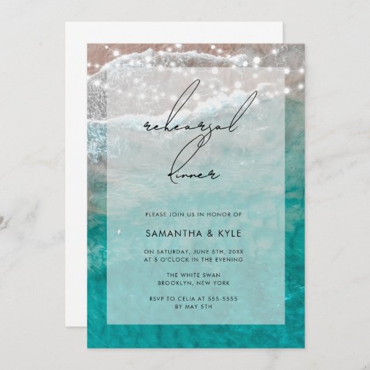 Beach Ocean Lights Probe Dinner Einladung (Vorne/Hinten)