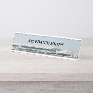 Beach Ocean Mit Monogramm Name Wasser Blue Classy Schreibtischnamensplakette