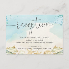 Beach Ocean Muscheln Hochzeit in Urlaubsort Empfan Begleitkarte