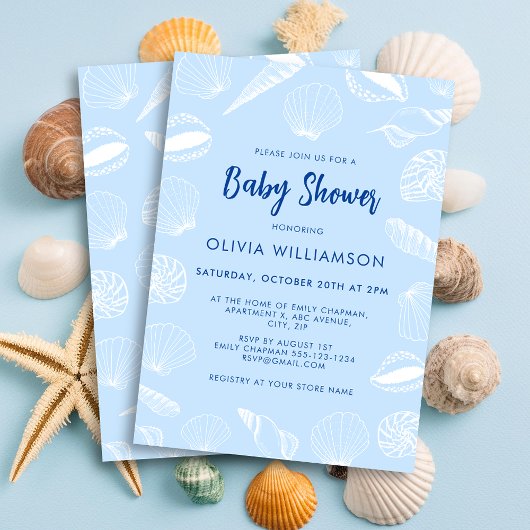 Beach Ocean Muscheln Kinderdusche Einladung