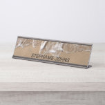 Beach Ocean Name Water Nautical Office Decor Gift Schreibtischnamensplakette<br><div class="desc">Printed with artistic beach background with monogrammed name,  which you can edit and personalize as you wish!</div>