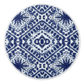 Beach Ocean Navy Blue White Rustic Star Shibori Keramikknauf (Vorderseite)