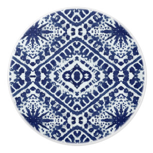 Beach Ocean Navy Blue White Rustic Star Shibori Keramikknauf