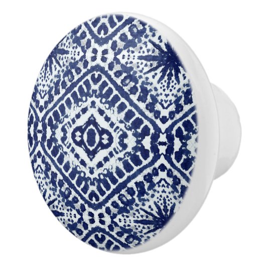 Beach Ocean Navy Blue White Rustic Star Shibori  Keramikknauf (Rechts)