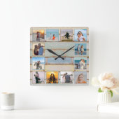 Beach Ocean Not Wood 12-Foto Collage Foto Quadratische Wanduhr (Zuhause)