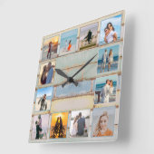 Beach Ocean Not Wood 12-Foto Collage Foto Quadratische Wanduhr (Winkel)