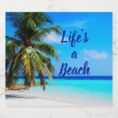 Beach ocean Palm tree Life is a beach Can Cooler Bierflaschenetikett (Einzelnes Label)