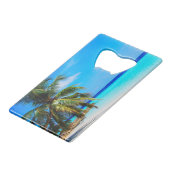 Beach ocean Palm tree Life is a beach Can Cooler Geldbeutel Flaschenöffner (Rückseite Schrägansicht)