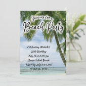 Beach Ocean Palm Trees Tropical Birthday Einladung (Stehend Vorderseite)
