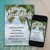 Beach Ocean Palm Trees Tropical Birthday Einladung