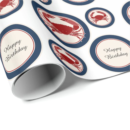 Beach Ocean Red Crabs Geburtstag Geschenkpapier (Rolleneckpunkt)