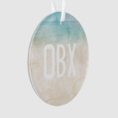 Beach Ocean Sand INITIALS Blue Foto Keepake Ornament (Vorderseite)
