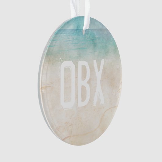 Beach Ocean Sand INITIALS Blue Foto Keepake Ornament (Vorderseite)