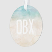 Beach Ocean Sand INITIALS Blue Foto Keepake Ornament (Vorderseite)