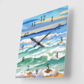 Beach Ocean Sea Design 300 Blue Green Quadratische Wanduhr (Winkel)
