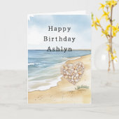 Beach Ocean Sea Shells Heart Karte (Gelbe Blume)