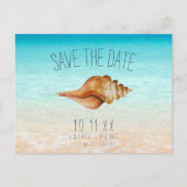 Beach Ocean Seashell Wedding Rettet die Termine Ankündigungspostkarte (Vorderseite)