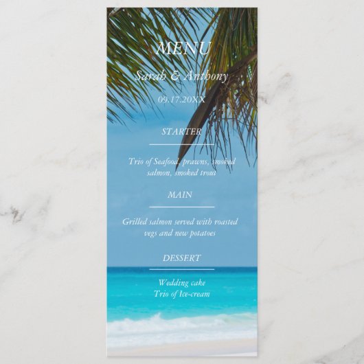 Beach Ocean Seaside 50. Wedding Anniversary Food Menükarte (Vorderseite)