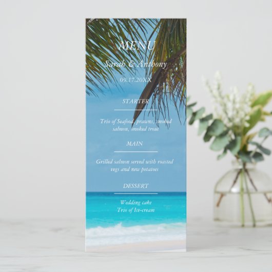 Beach Ocean Seaside 50. Wedding Anniversary Food Menükarte (Stehend Vorderseite)