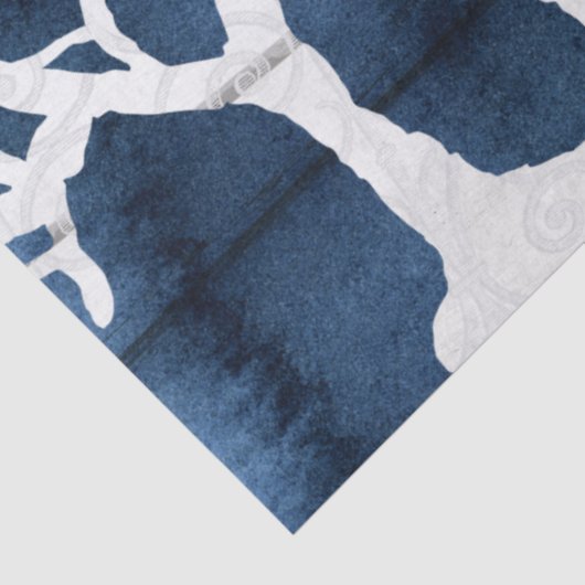 Beach Ocean Seepferd Coral Navy Blauer Weißer Wald Seidenpapier (Ausschnitt)