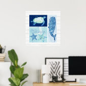 Beach Ocean Shore Wall Art Whale Schildkröte Starf Poster (Heimbüro)