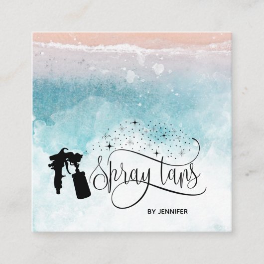Beach Ocean Spray tan Skript tropfen Glitzer Gold Quadratische Visitenkarte (Vorderseite)
