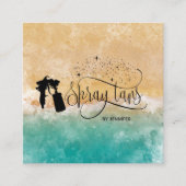 Beach Ocean Spray tan Skript tropfen Glitzer Gold Quadratische Visitenkarte (Vorderseite)