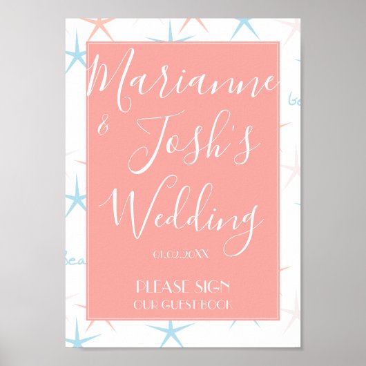 Beach Ocean Starfish Hochzeitstorch Poster (Vorne)