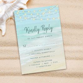 Beach Ocean String Lights Hochzeit mit Menu UAWG RSVP Karte