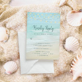 Beach Ocean String Lights Hochzeit mit Menu UAWG RSVP Karte
