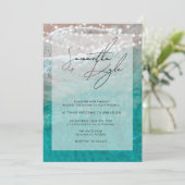 Beach Ocean String Lights Hochzeitseinladung Einladung (Stehend Vorderseite)