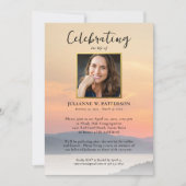 Beach Ocean Sunset Celebration of Life Foto Einladung (Vorderseite)