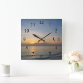 Beach Ocean Sunset Foto 195 Quadratische Wanduhr (Zuhause)