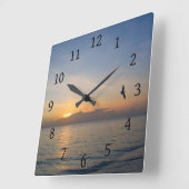 Beach Ocean Sunset Foto 195 Quadratische Wanduhr (Winkel)