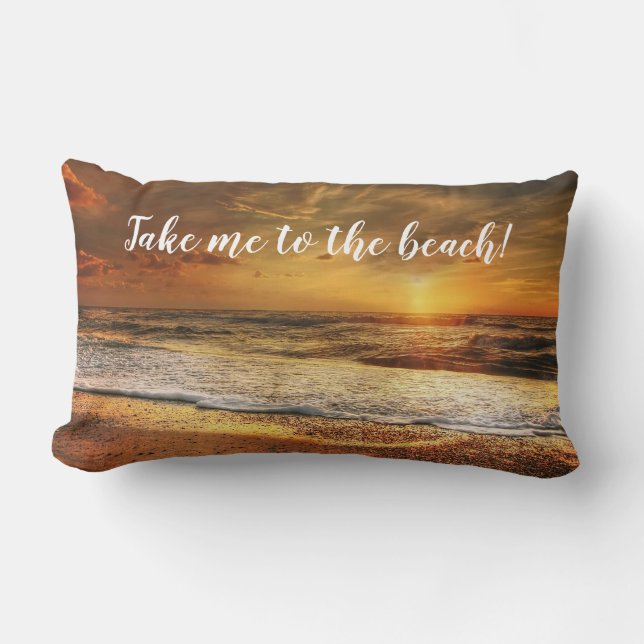 Beach Ocean Sunset Foto Quotes Lumbar Kissen (Vorderseite)