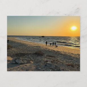 Beach Ocean Sunset Postcard Postkarte