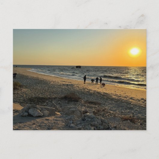 Beach Ocean Sunset Postcard Postkarte (Vorderseite)