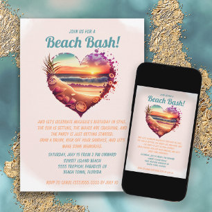 Beach Ocean Sunset Tropical Birthday Einladung