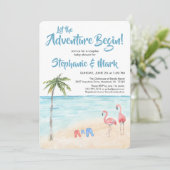 Beach Ocean Surf Adventure beginnt Blue Baby Dusch Einladung (Stehend Vorderseite)