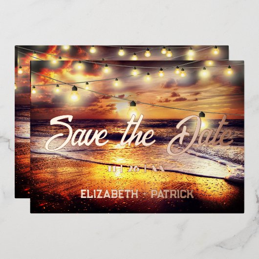 Beach Ocean Thema Save the Date Folieneinladung (Vorderseite/Rückseite)