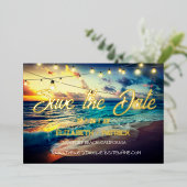 Beach Ocean Thema Save the Date Folieneinladung (Stehend vorne)