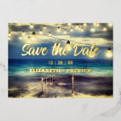 Beach Ocean Thema Save the Date Folieneinladung (Vorderseite)