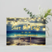 Beach Ocean Thema Save the Date Folieneinladung (Stehend vorne)